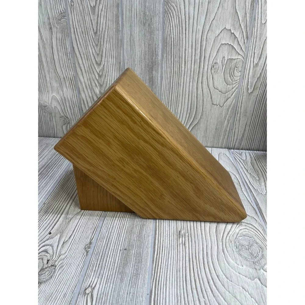 Cutco 5 Slot Oak Wood Knife Block Countertop Storage Made in USA Honey Finish